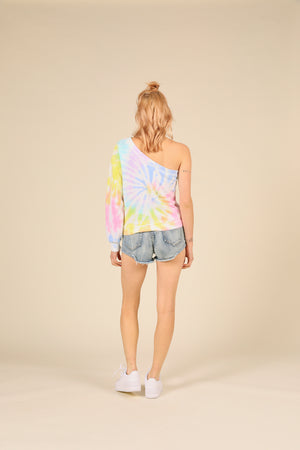 Sunshine Swirl Tie Dye Burnout One Shoulder Top