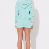 Minty Bay Burnout Pullover Hoodie W/ Wrap Cords