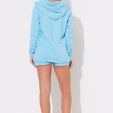 Bermuda Blue Burnout Shorts w/ Wrap Cords