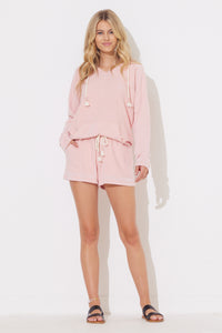 Misty Coral Reversed Terry Pullover Hoodie