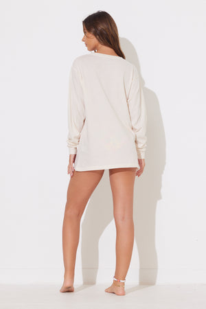 Coconut White Washed Long Sleeved Pocket Tee
