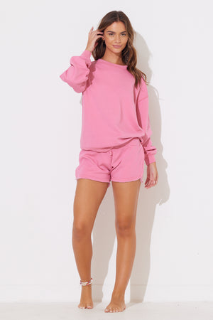 Washed Red Brushed Basic Short
