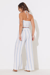 Blue Vertical Stripe Gauze Tube Top