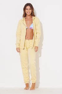 Yellow Haze Brushed Back Basic Jogger