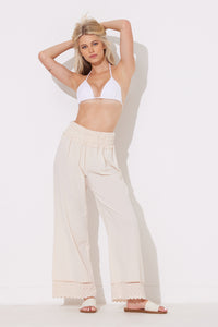 Sand Dollar Washed Crochet and Cotton Gaucho Pant