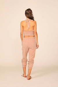 Villa Mauve Washed Texture Fabric Halter Top