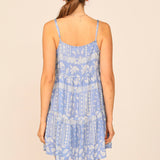 Blue / White Bandana Print Tiered Ruffle Dress