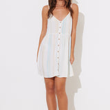 Carnival Stripe Button Front Tiered Dress