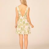 Sage / Khaki Tropical Leaf Printed New Promo Swing Dress