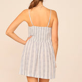 Denim/ White Simple Stripe Button Front Dress
