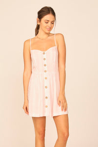 Mauve/White Simple Stripe Button Front Dress