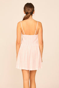 Mauve/White Simple Stripe Button Front Dress