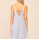 Blue Ditsy Floral Printed New V-neck Promo Dress
