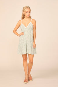 Sage/ Ivory Ditsy Floral New V-neck Dress