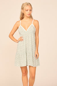 Sage/ Ivory Ditsy Floral New V-neck Dress
