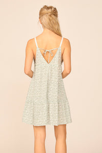 Sage/ Ivory Ditsy Floral New V-neck Dress
