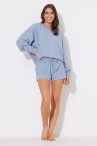 Fog Blue Washed Rib Shorts
