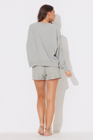 Pale Sage Washed Rib Shorts