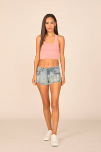 Brick Heathered Slub Racerback Top