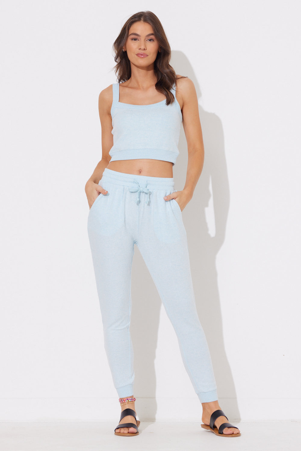 Heather Sky Blue Hacci Binding Tank