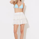 White Washed Crochet and Cotton Ruffle Skirt