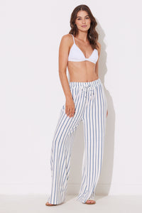 Ivory/Navy Stripe Wide Leg Pants
