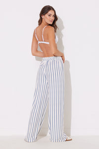 Ivory/Navy Stripe Wide Leg Pants