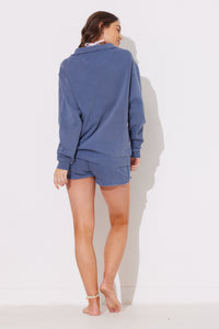 Washed Navy Pigment Dye Half Zip