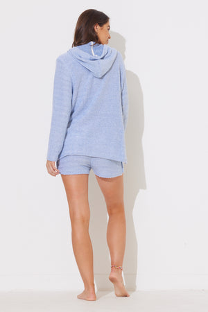 Denim/Ivory Mixed Knit Baja Hoodie