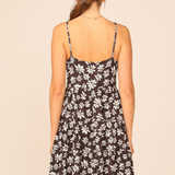 Black Sunflower Printed Knit Ruffle Dress