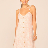 Tropical Champagne Printed Knit Button Front Dress