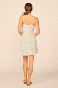 Tropical Sage Printed Knit Button Front Dress