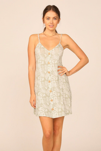 Tropical Sage Printed Knit Button Front Dress
