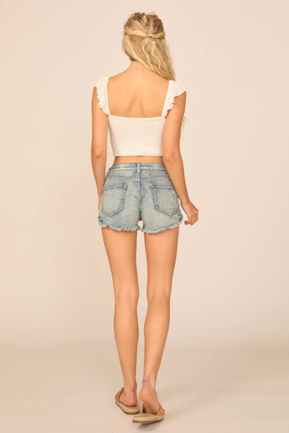 White Rayon Spandex Smocked Tank