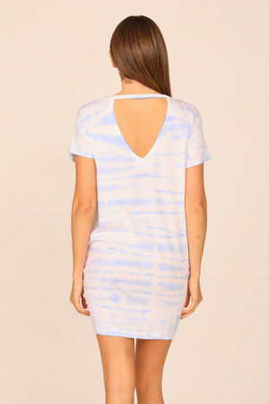 Blue Tie Dye V-Back Tee Shirt Dress