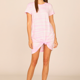 Pink Tie Dye V-Back Tee Shirt Dress