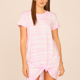 Pink Tie Dye V-Back Tee Shirt Dress
