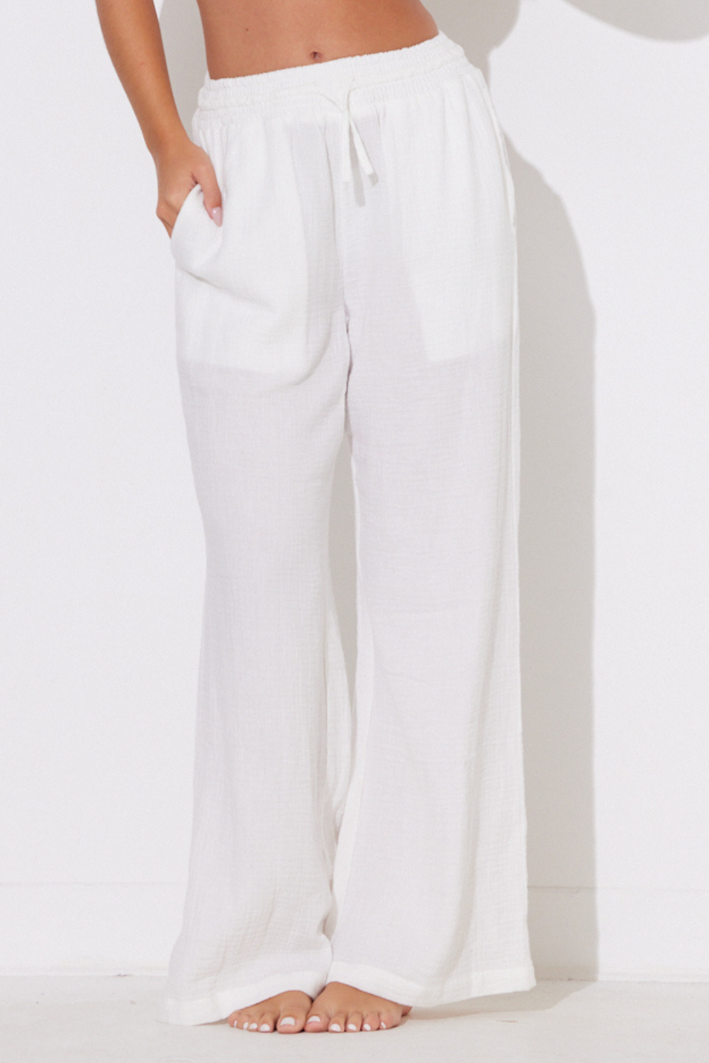 White gauze 2025 beach pants