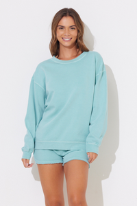 Waterfall Sage Brushed Back Basic Crewneck