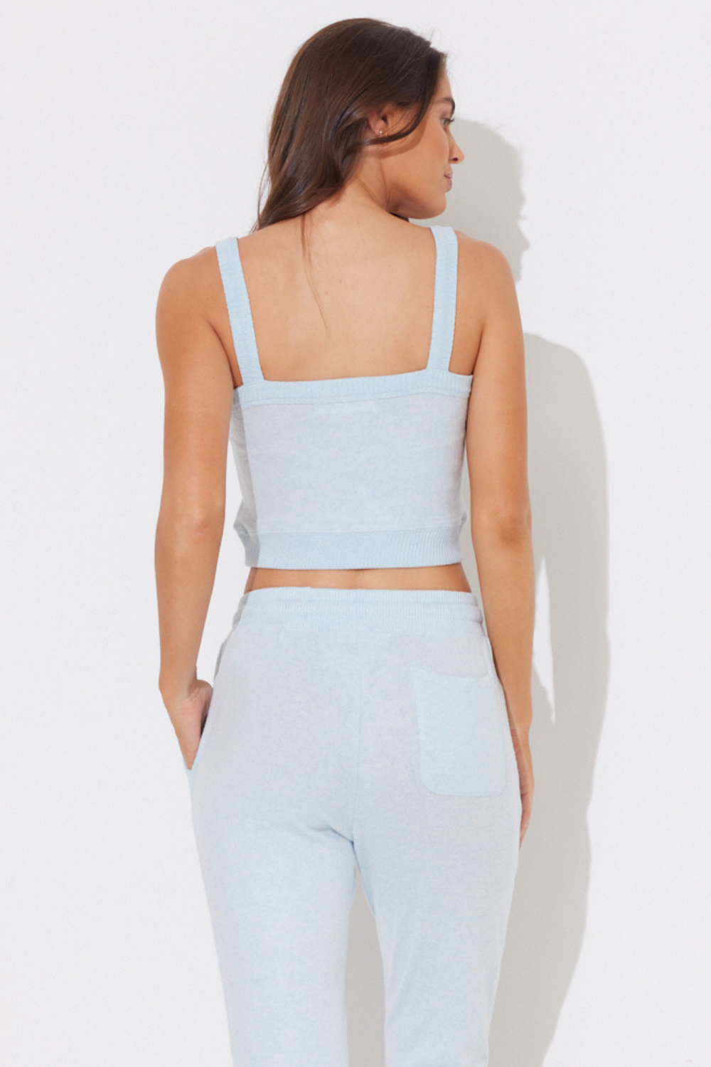 Heather Sky Blue Hacci Binding Tank