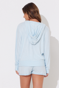 Heather Sky Blue Hacci Zip Up Hoodie