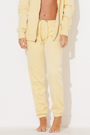 Yellow Haze Brushed Back Basic Jogger