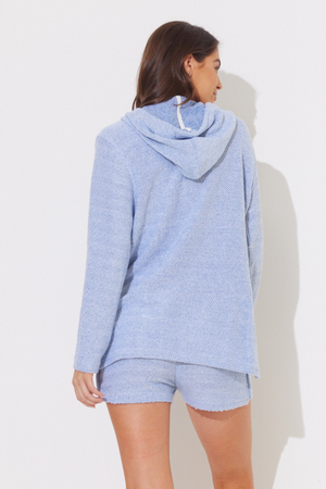 Denim/Ivory Mixed Knit Baja Hoodie