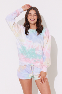 Tropical Summer Tie Dye Burnout Crewneck