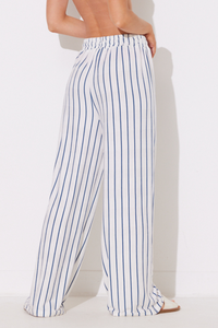 Ivory/Navy Stripe Wide Leg Pants