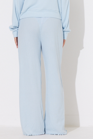 Laguna Blue Rib Hacci Lettuce Edge Pant