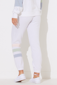 White w/ Multi Stripes Burnout Colorblock Jogger