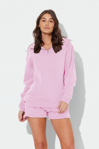 Hibiscus Pink Pigment Dye Half Zip