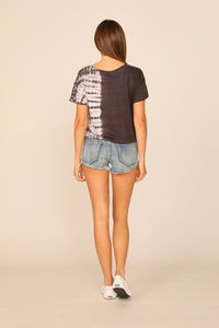 Washed Black Split Tie Dye Tie Bottom Tee