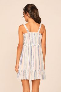 Quiet Harbor Stripe Smocked Back Ruffle Dress